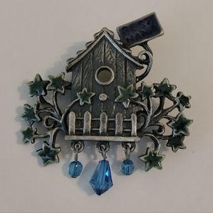 Vintage Birdhouse Brooch